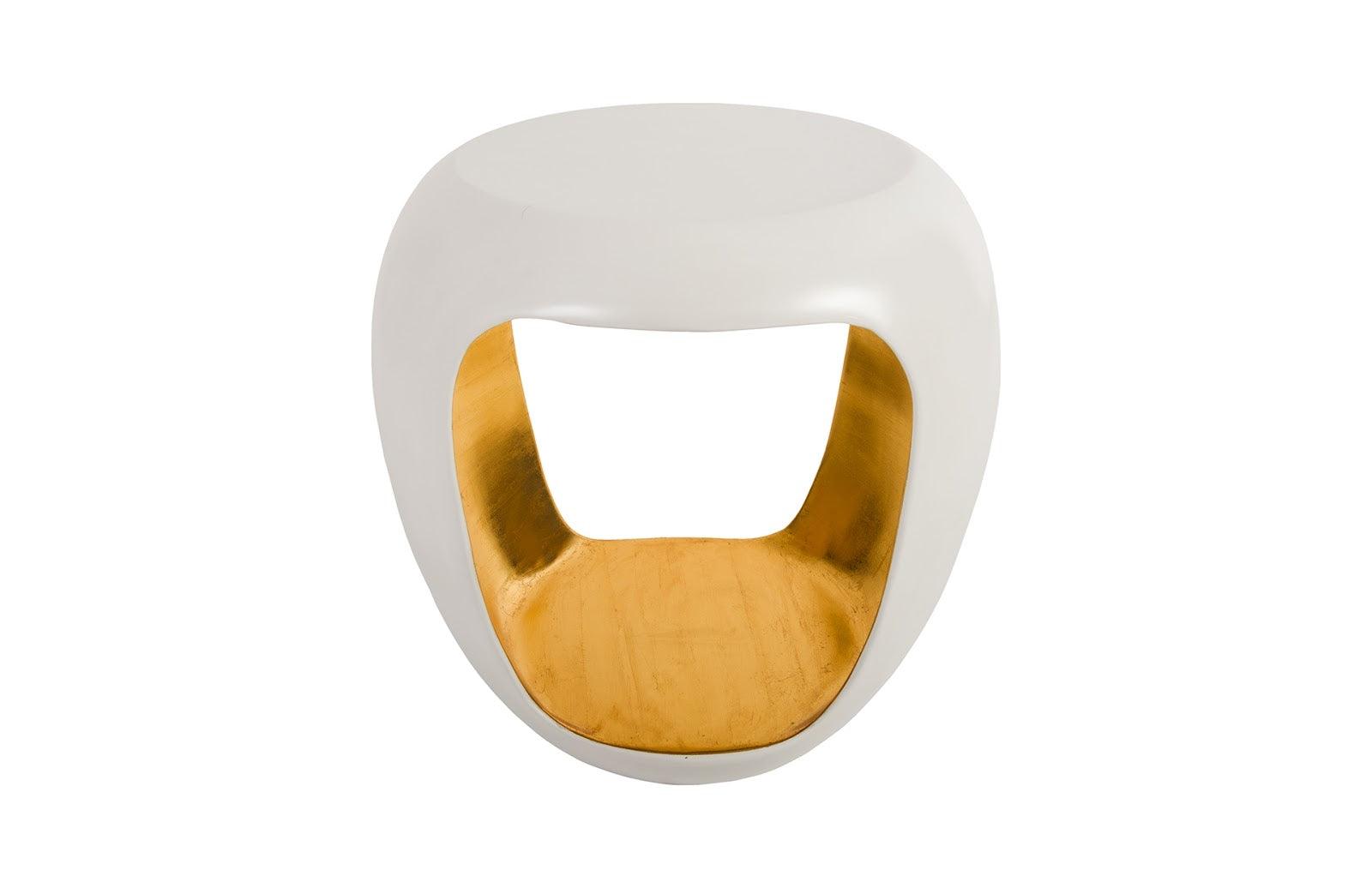Grotto Side Table Pearl White and Gold Leaf - Euro Living Furniture