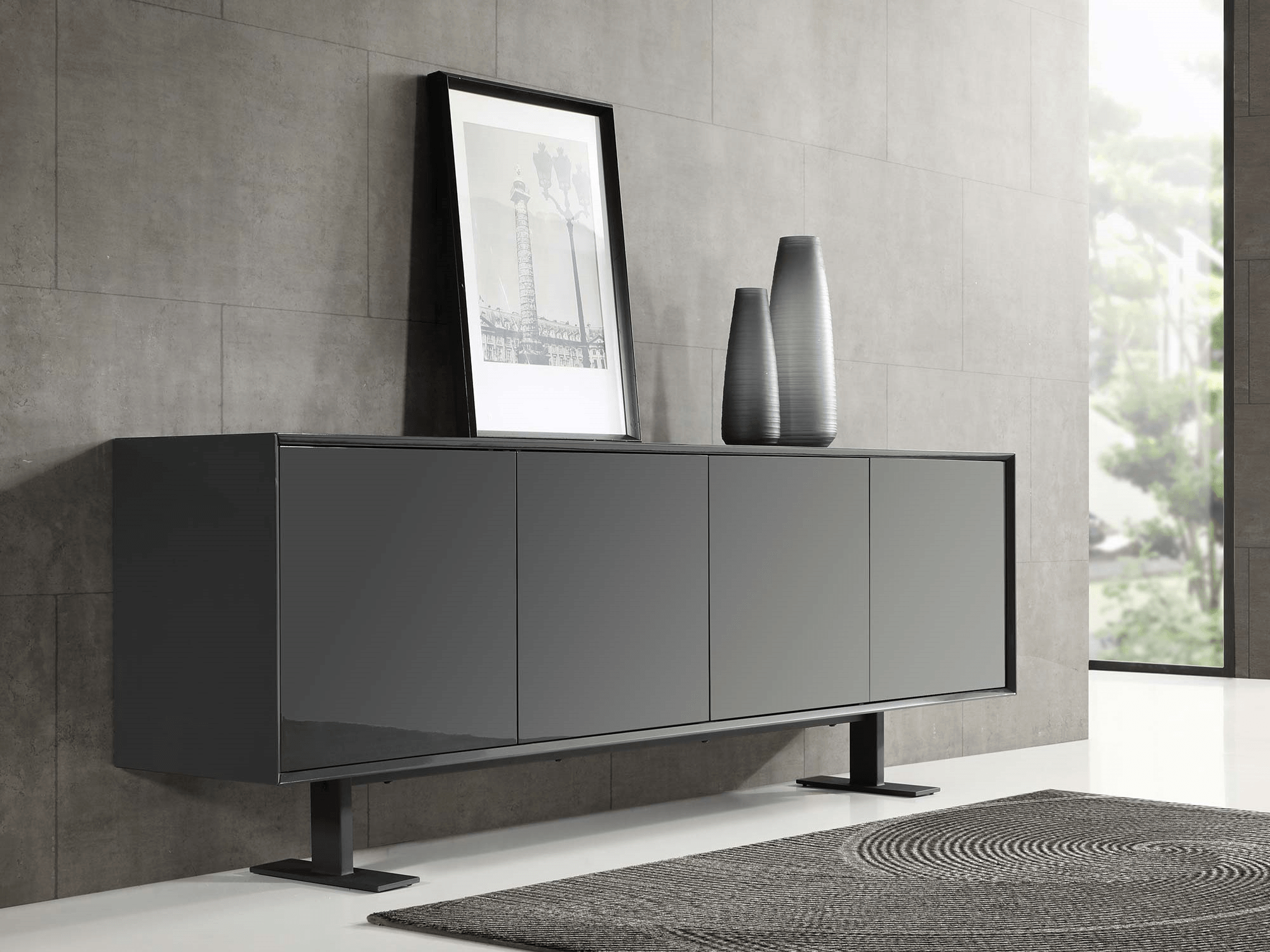 Leesa Buffet Dark Grey - Euro Living Furniture
