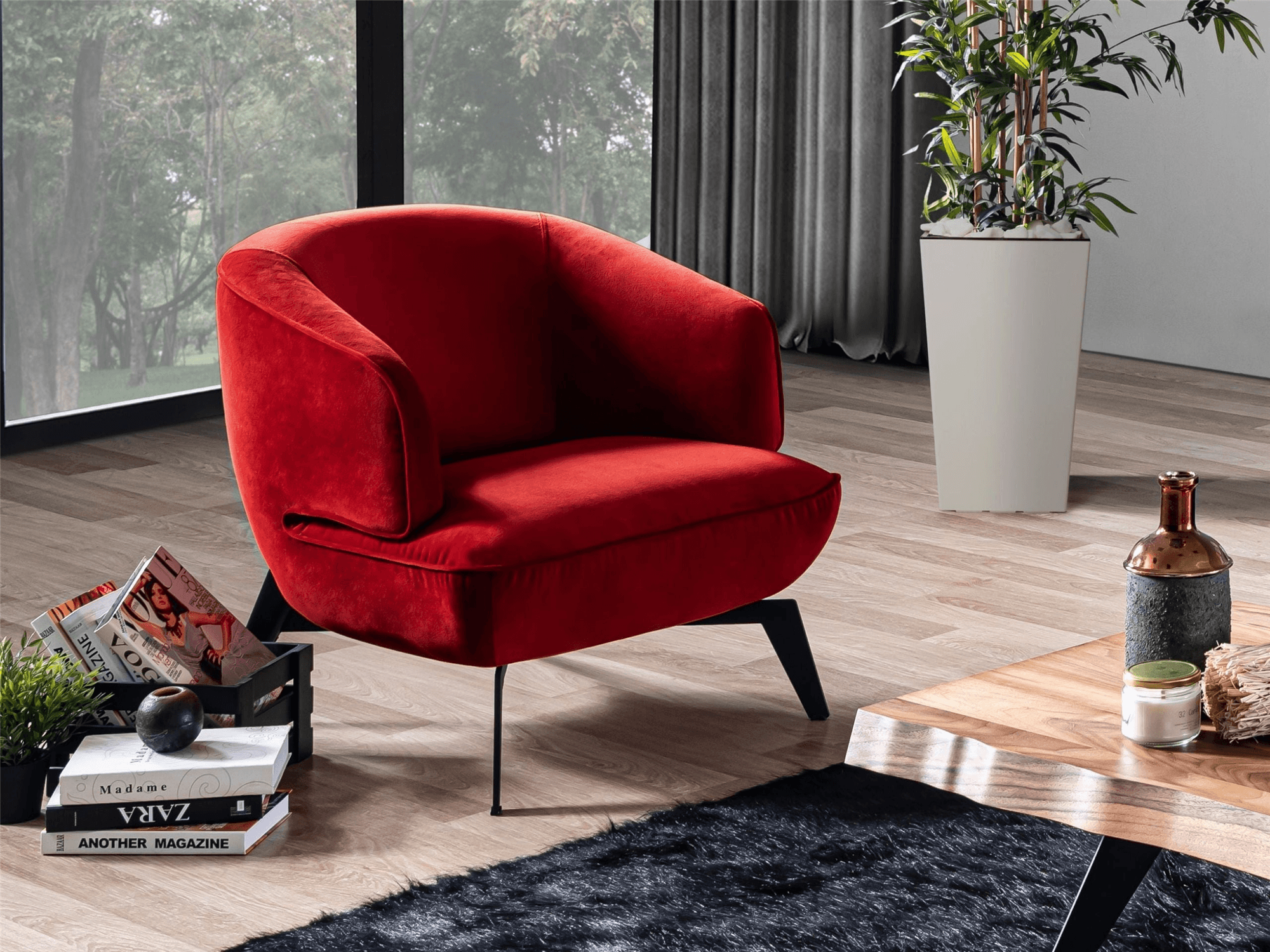 Mersin Accent Chair Red Euro Living