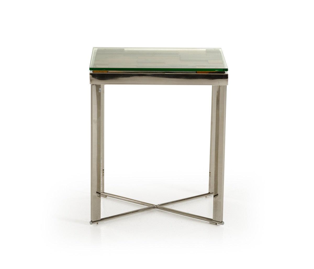 Sara Modern Rectangular Wood Mosaic End Table - Euro Living Furniture