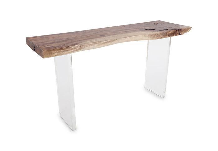 Floating Chamcha Wood Console Table with Acrylic Legs - Euro Living Furniture
